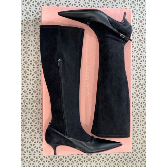 Magda Butrym Knee High Boots in Black 39 With Box Womens Suede Leather - Picture 9 of 13